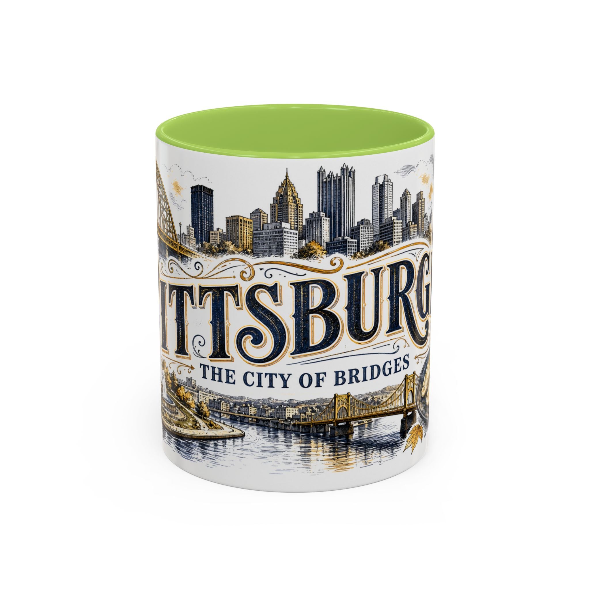 Pittsburgh Coffee Mug | United States Travel Souvenir | Vintage Illustrated City Gift | 11 oz 15 oz Accent Mug