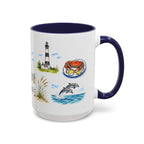 Virginia Beach Illustrated Travel Mug | City Souvenir Accent Coffee Mug | 11oz 15oz Ceramic Cup