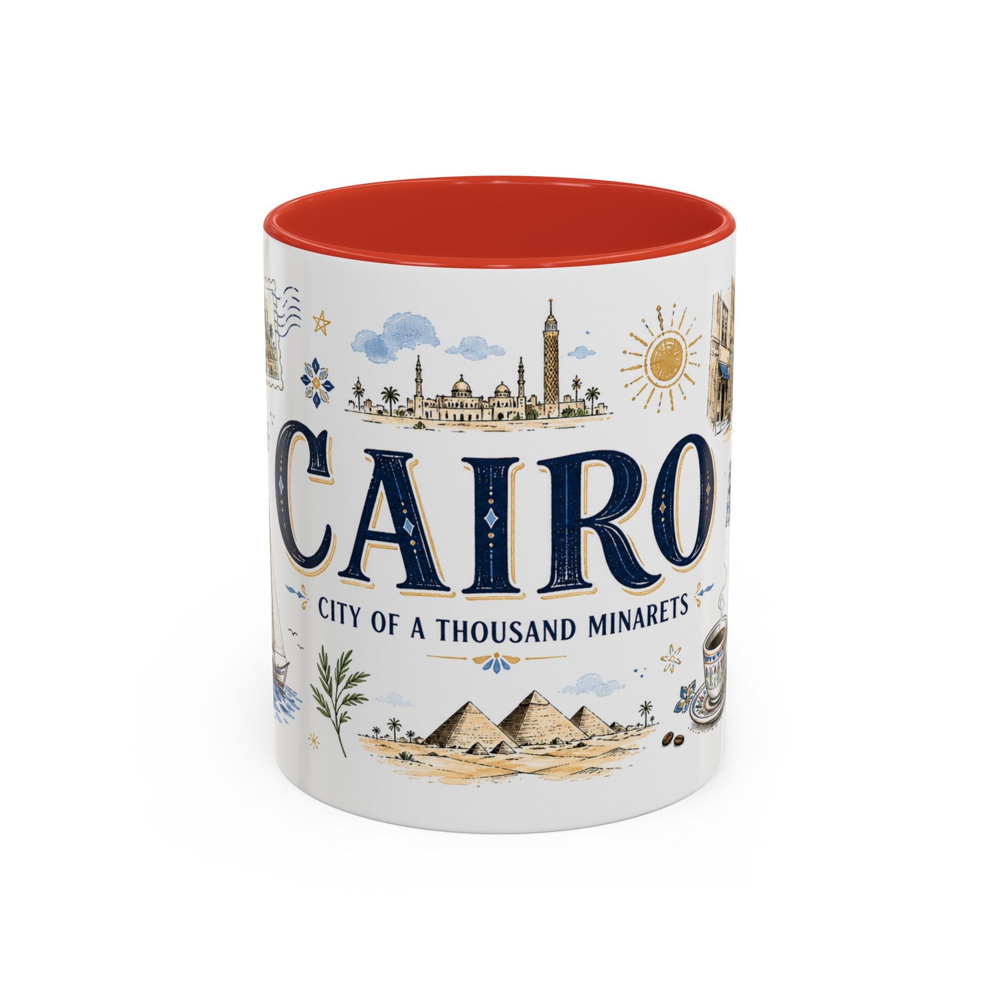 Cairo Coffee Mug | Egypt Souvenir Travel Gift | Accent Color Ceramic 11oz 15oz