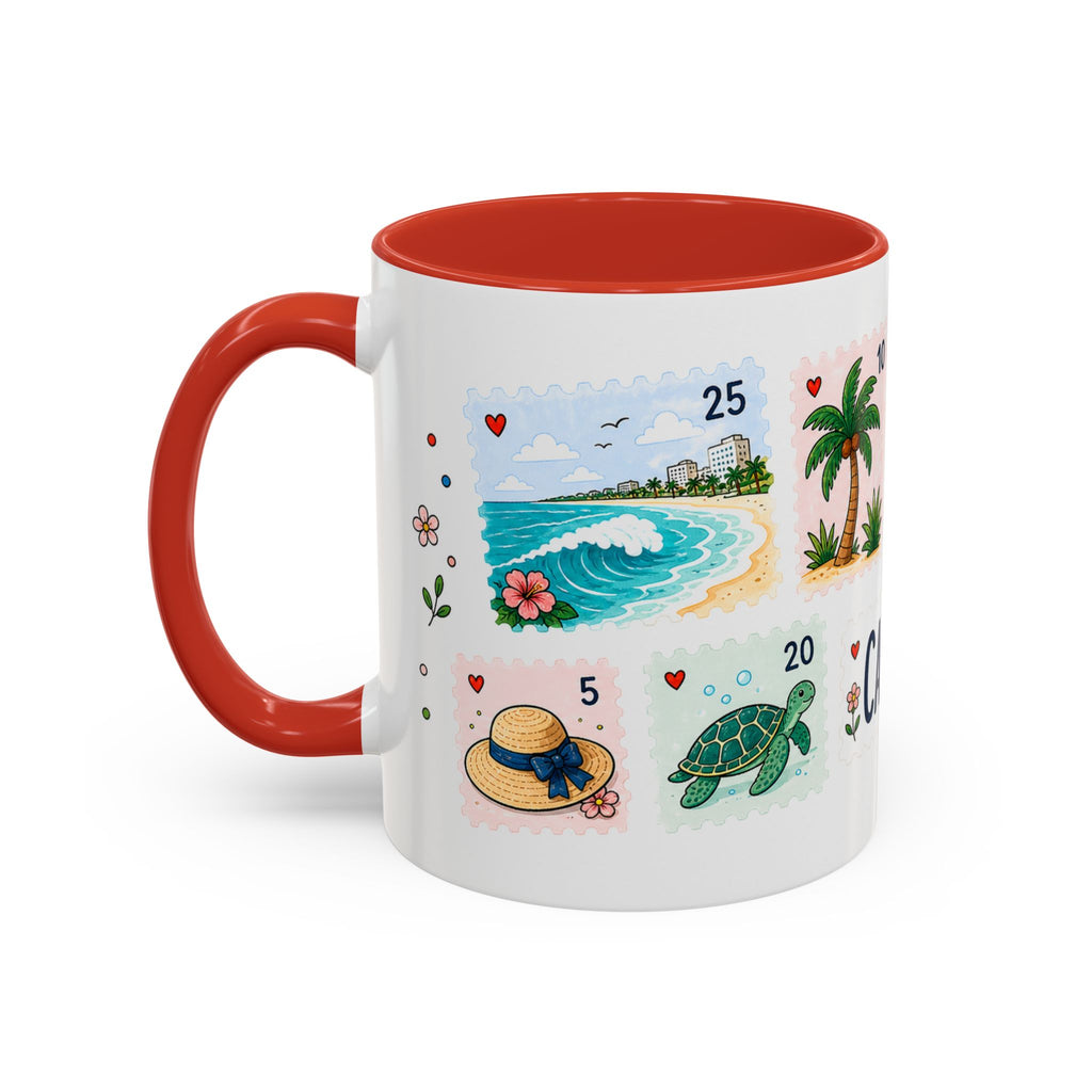 Cancun Coffee Mug | Postage Stamp Collage Mug | Travel Souvenir Accent Cup 11oz 15oz
