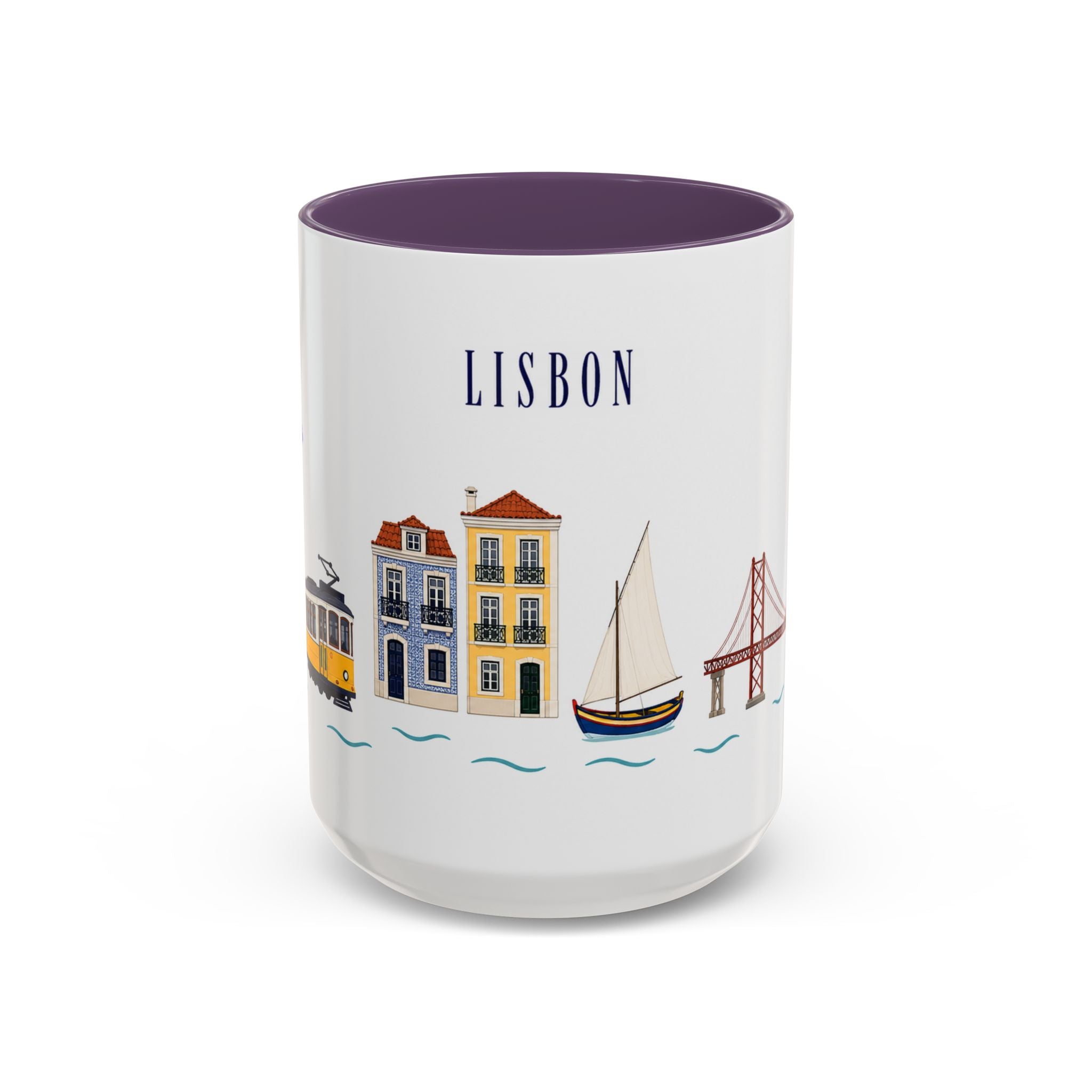 Lisbon Coffee Mug | Portugal Travel Souvenir | Porcelain Decal City Gift | 11oz 15oz Accent Mug
