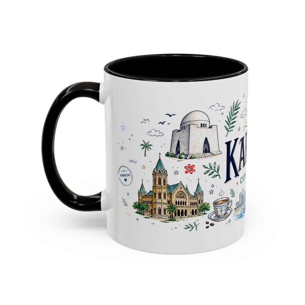 Karachi Coffee Mug | Pakistan Souvenir Travel Gift | Accent Color Ceramic 11oz 15oz