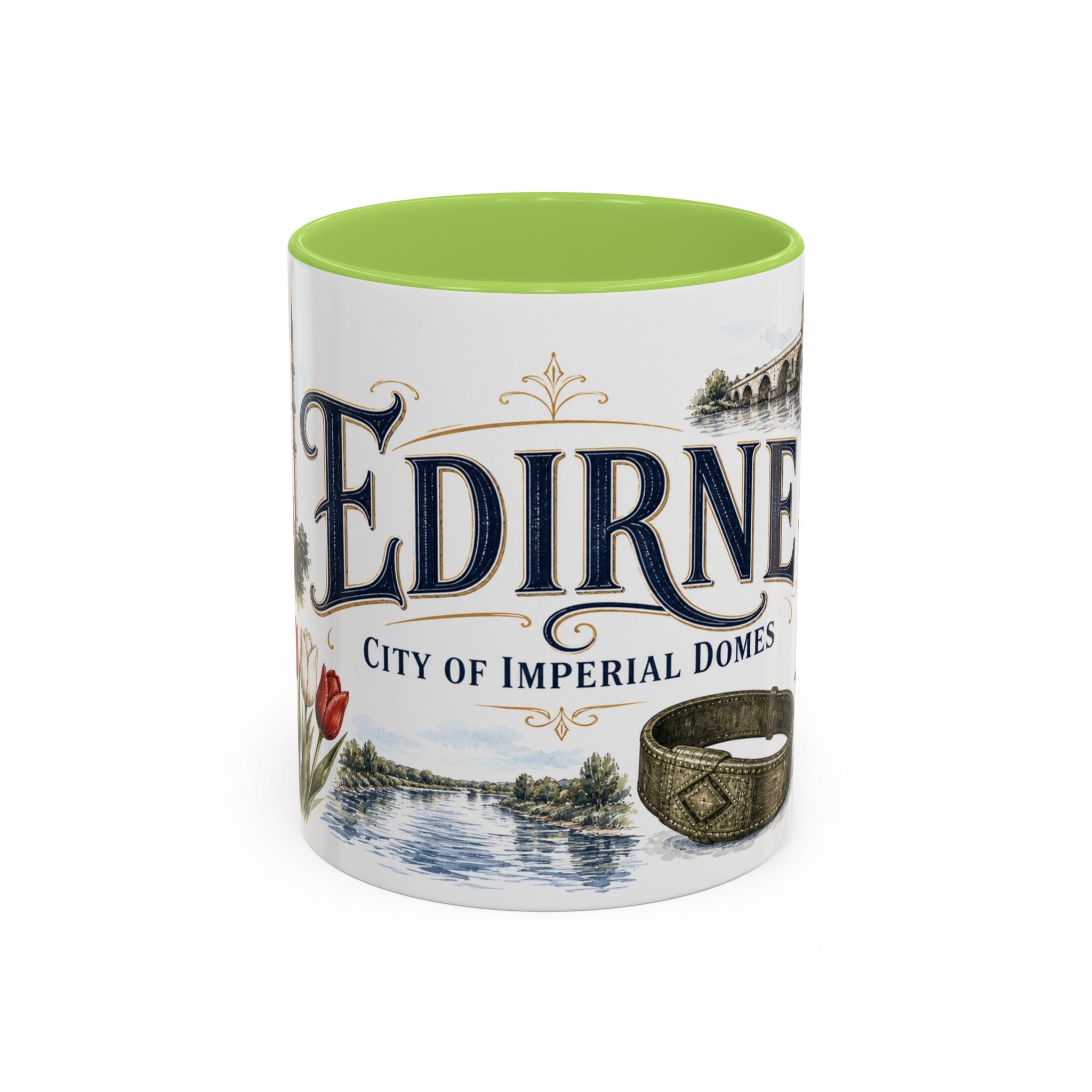 Edirne Coffee Mug | Turkey Travel Souvenir | Vintage Illustrated City Gift | 11 oz 15 oz Accent Mug