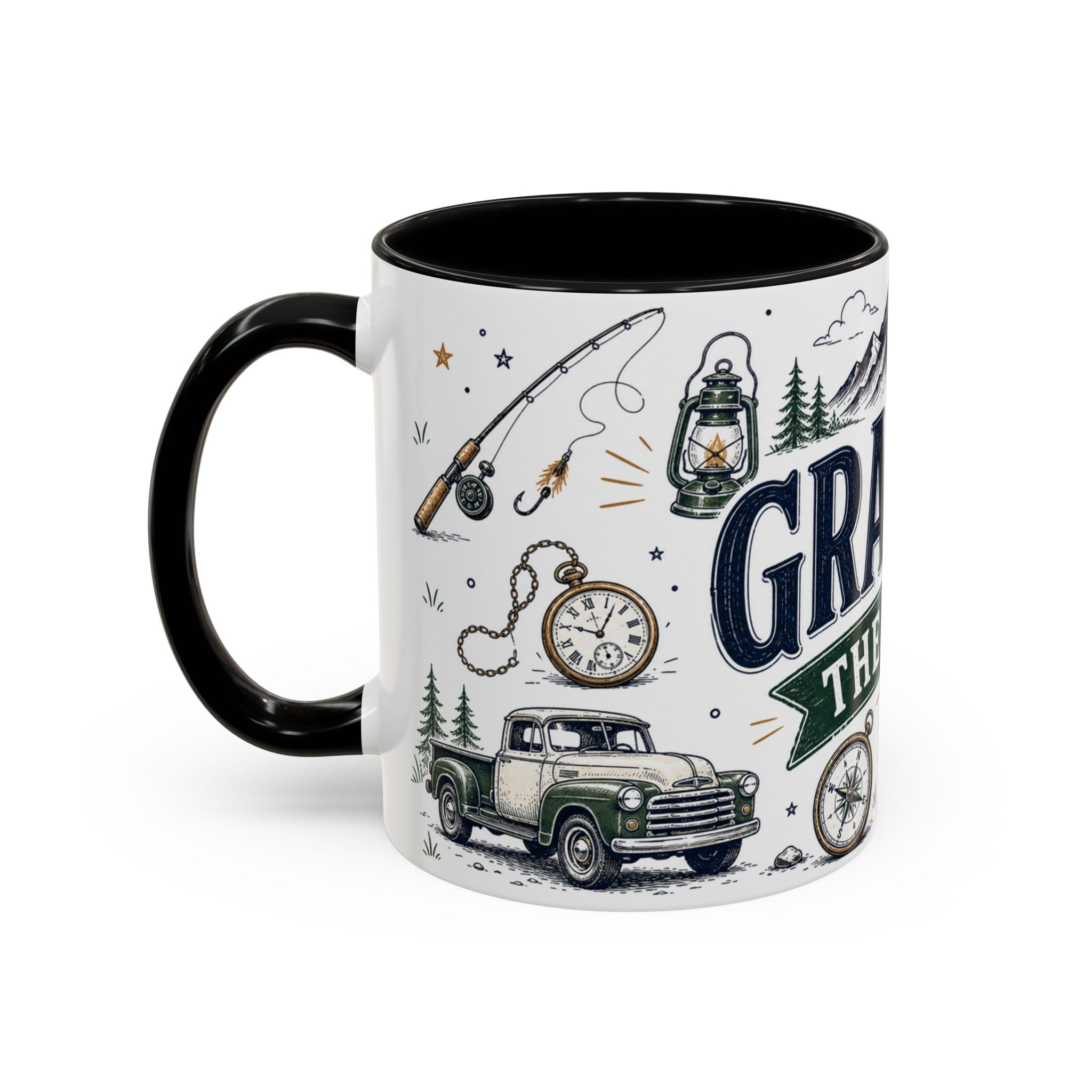 Grandpa The Legend Coffee Mug | Gift From Grandkids | Accent Color Ceramic 11oz 15oz