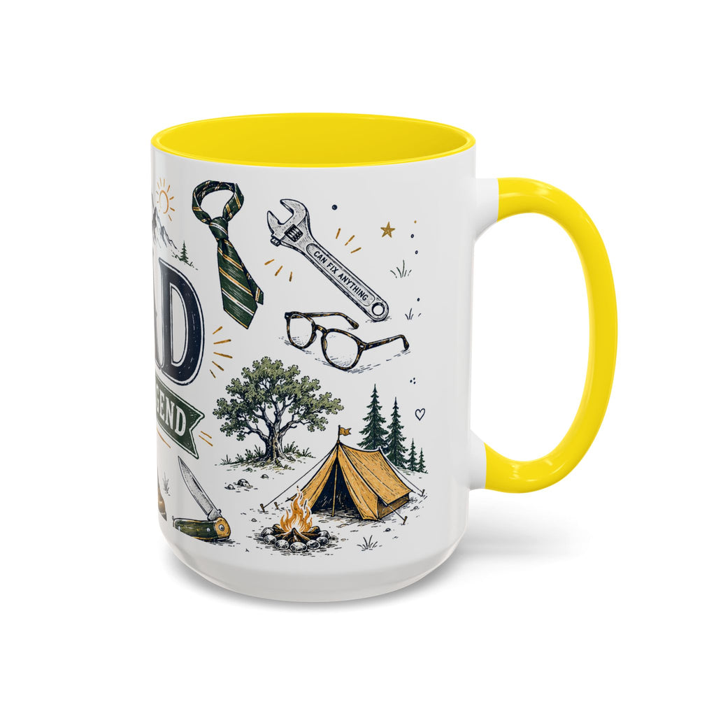 Dad The Legend Coffee Mug | Father's Day Gift for Dad | Accent Color Ceramic 11oz 15oz