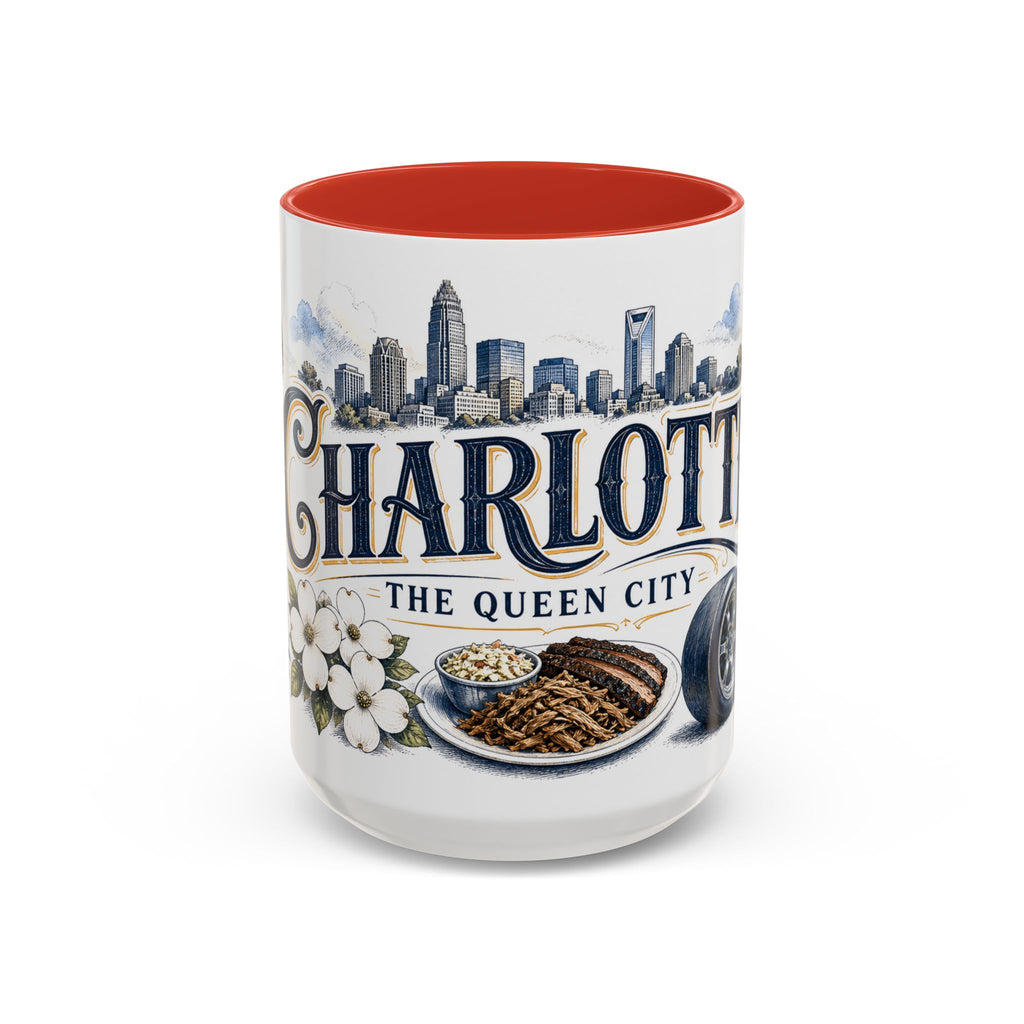 Charlotte Coffee Mug | United States Travel Souvenir | Vintage Illustrated City Gift | 11 oz 15 oz Accent Mug