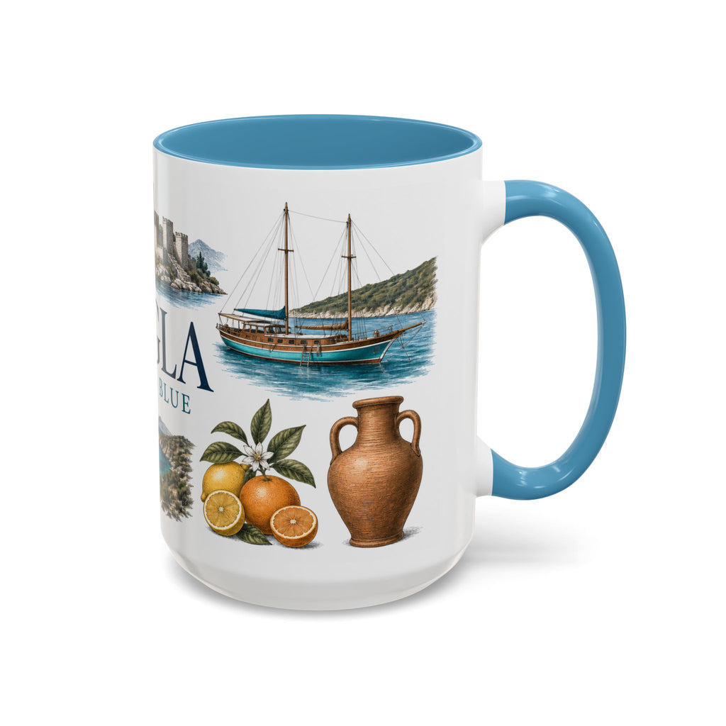 Mugla Coffee Mug | Turkey Travel Souvenir | Vintage Illustrated City Gift | 11 oz 15 oz Accent Mug