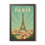 Paris Pastel France Framed Poster | Vintage Travel Wall Art | Black Walnut White Frame | 16x24 20x30