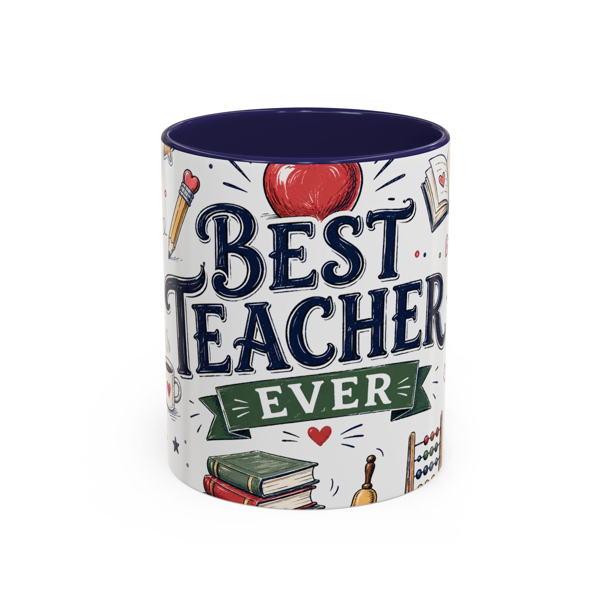Best Teacher Ever Coffee Mug | Teacher Appreciation Gift | Accent Color Ceramic 11oz 15oz