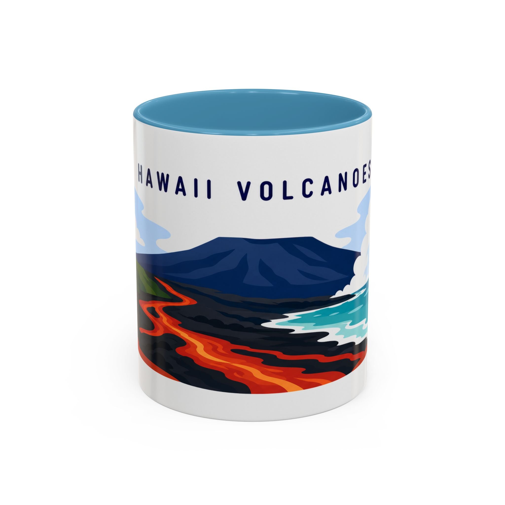 Hawaii Volcanoes Coffee Mug | Travel Destination Souvenir Gift | Accent Color Ceramic 11oz 15oz