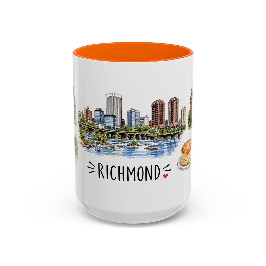 Richmond Illustrated Travel Mug | City Souvenir Accent Coffee Mug | 11oz 15oz Ceramic Cup