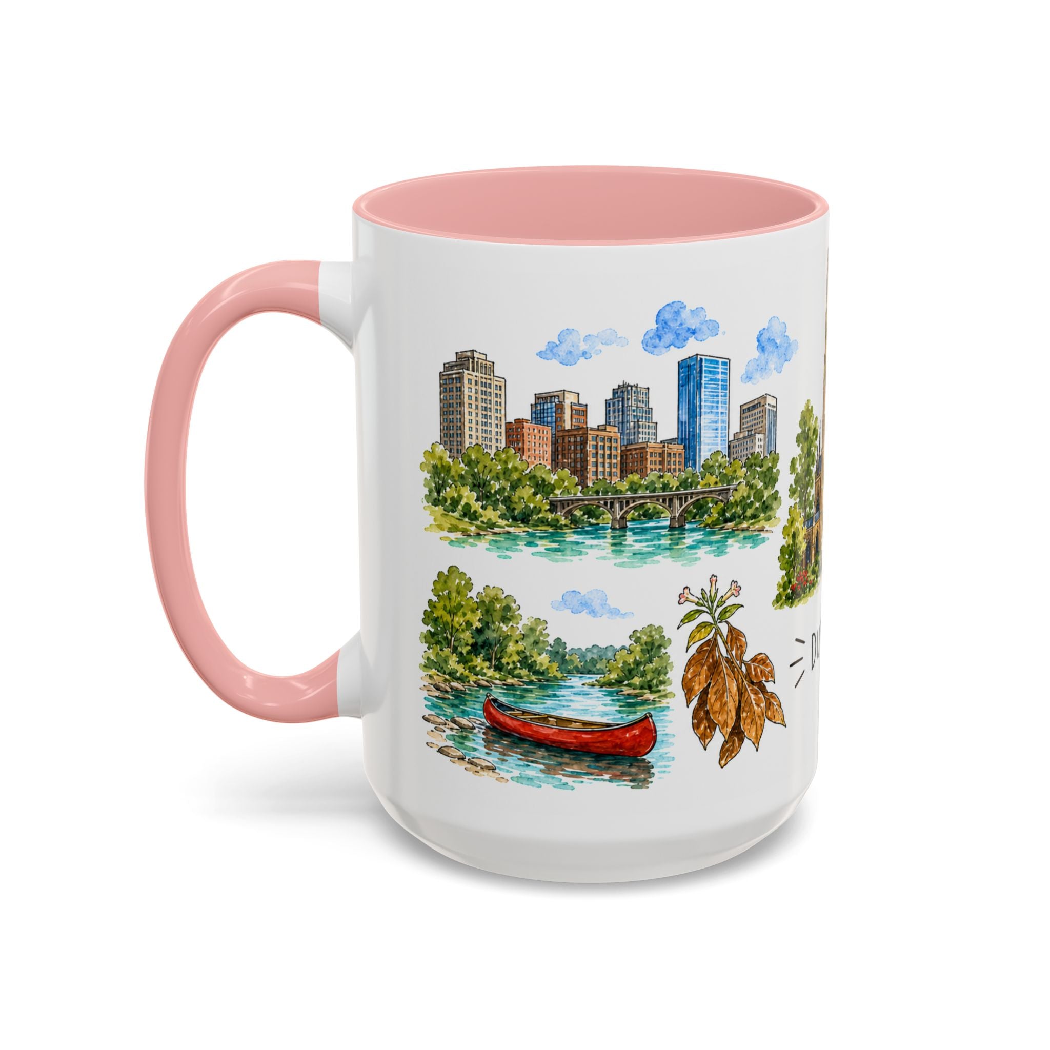 Durham Illustrated Travel Mug | City Souvenir Accent Coffee Mug | 11oz 15oz Ceramic Cup