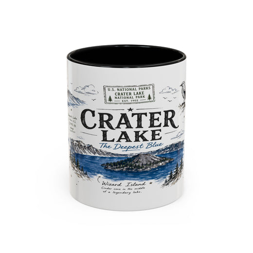 Crater Lake National Park Coffee Mug | Oregon Volcano Blue Lake Hiking Gift | Accent Color Ceramic 11oz 15oz