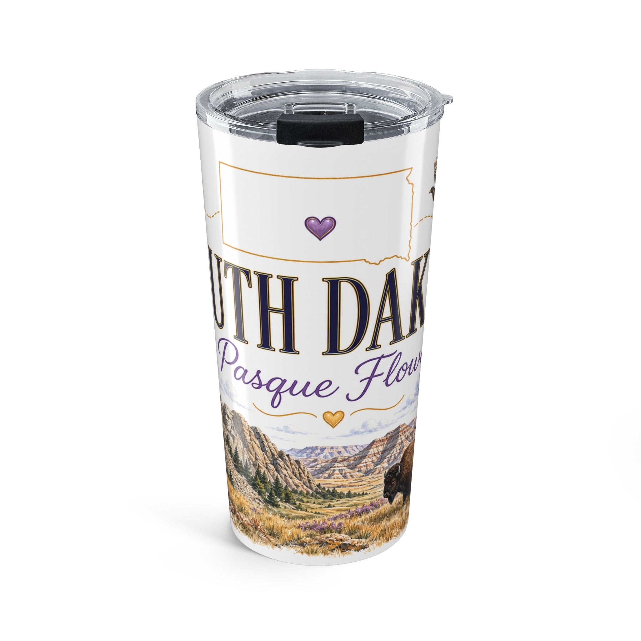 South Dakota State Flower 20oz Tumbler | Pasque Flower Botanical State Flower Gift | Insulated Stainless Steel Travel Cup