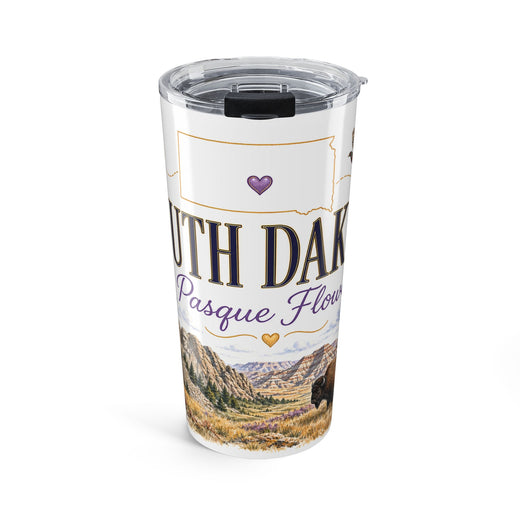South Dakota State Flower 20oz Tumbler | Pasque Flower Botanical State Flower Gift | Insulated Stainless Steel Travel Cup