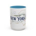 New York State Map Mug | Botanical Rose Accents, Long Distance Friendship Gift