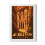 Al-Khazneh Petra Jordan Framed Poster | Vintage Travel Wall Art | Black Walnut White Frame | 16x24 20x30