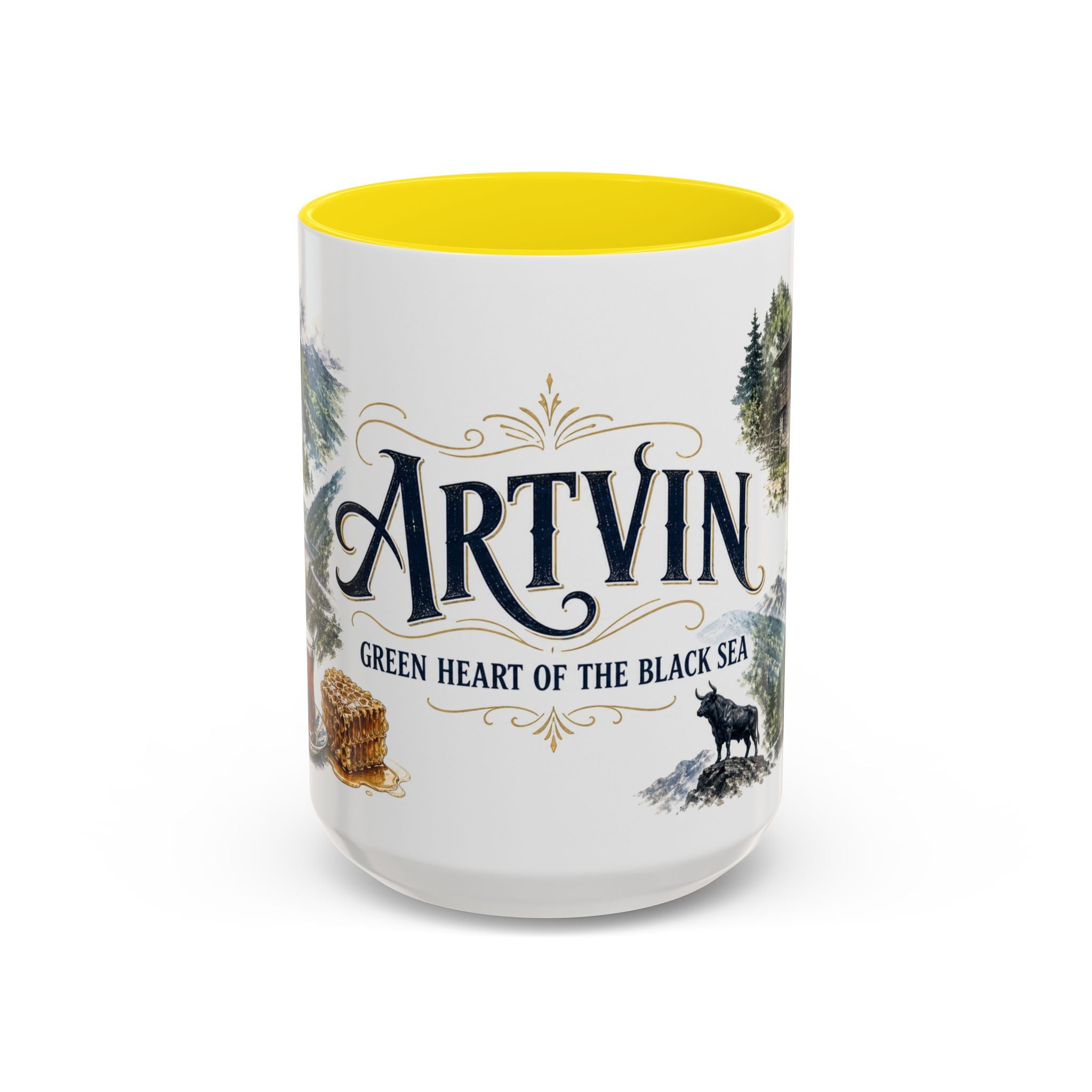 Artvin Coffee Mug | Turkey Travel Souvenir | Vintage Illustrated City Gift | 11 oz 15 oz Accent Mug