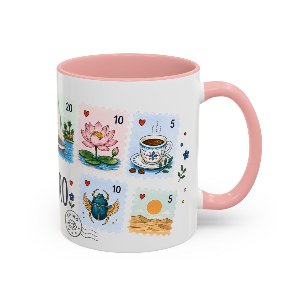 Cairo Coffee Mug | Postage Stamp Collage Mug | Travel Souvenir Accent Cup 11oz 15oz