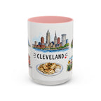 Cleveland Illustrated Travel Mug | City Souvenir Accent Coffee Mug | 11oz 15oz Ceramic Cup
