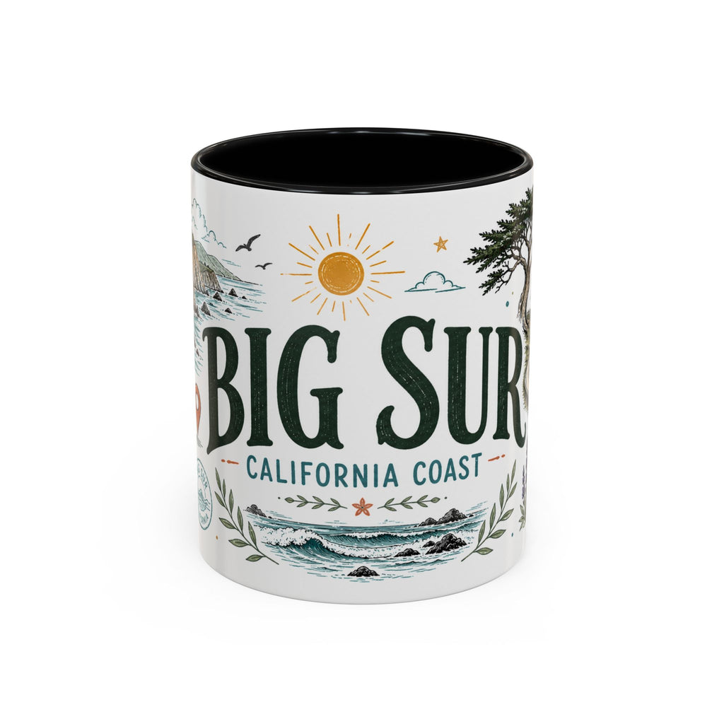 Big Sur Coffee Mug | Travel Destination Souvenir Gift | Accent Color Ceramic 11oz 15oz