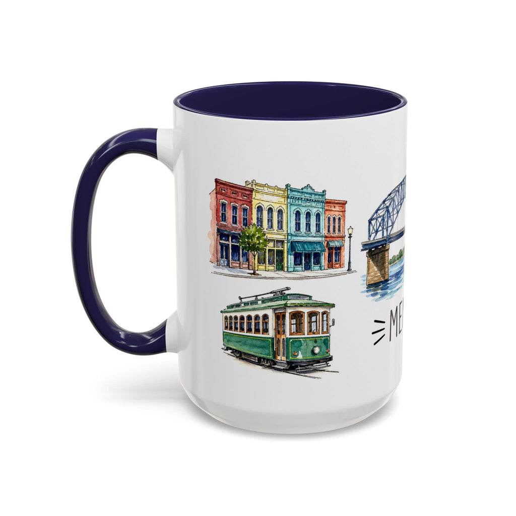 Memphis Illustrated Travel Mug | City Souvenir Accent Coffee Mug | 11oz 15oz Ceramic Cup