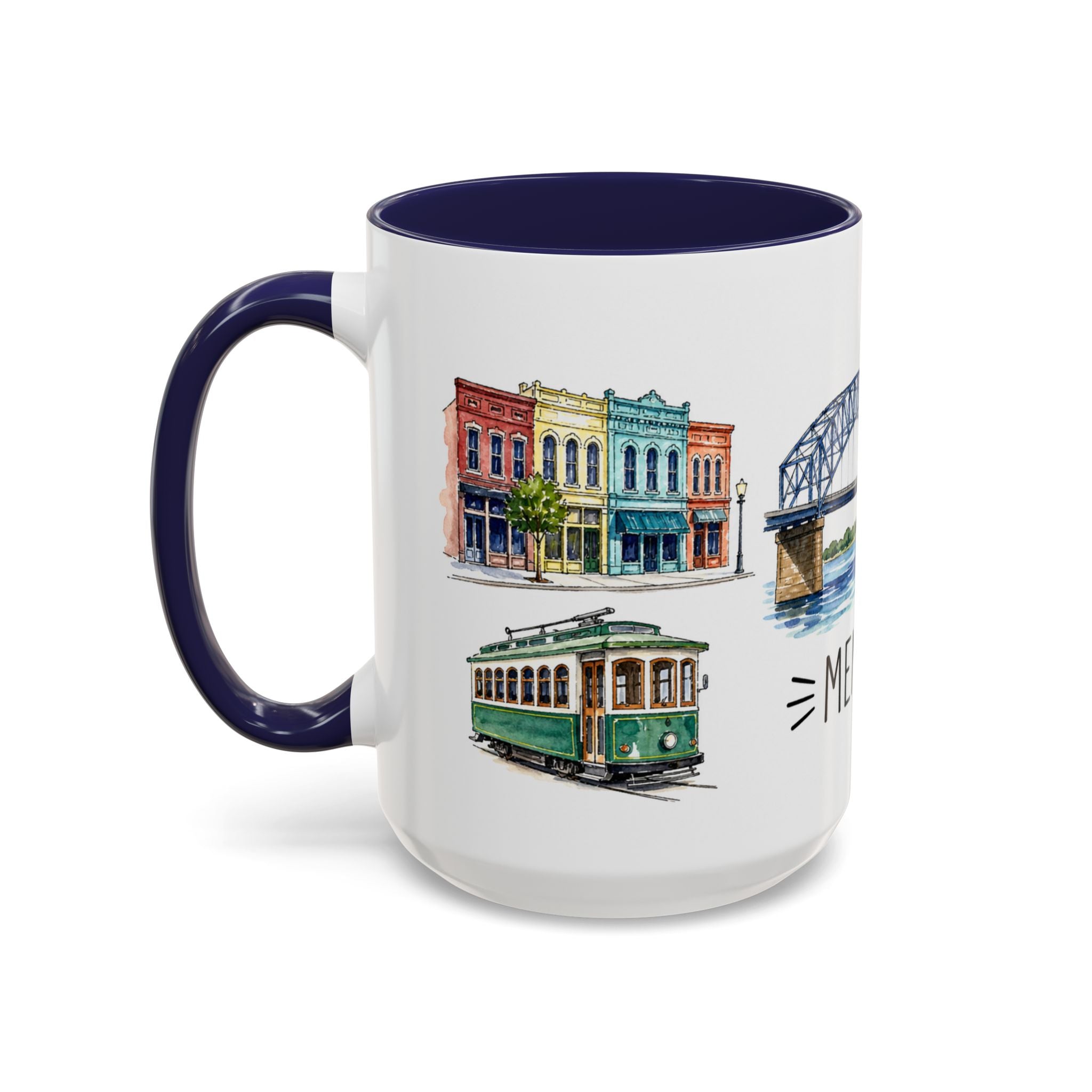 Memphis Illustrated Travel Mug | City Souvenir Accent Coffee Mug | 11oz 15oz Ceramic Cup