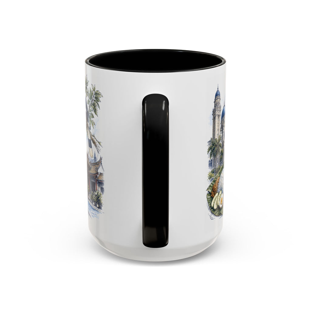 Johor Bahru Coffee Mug | Malaysia Travel Souvenir | Vintage Illustrated City Gift | 11 oz 15 oz Accent Mug