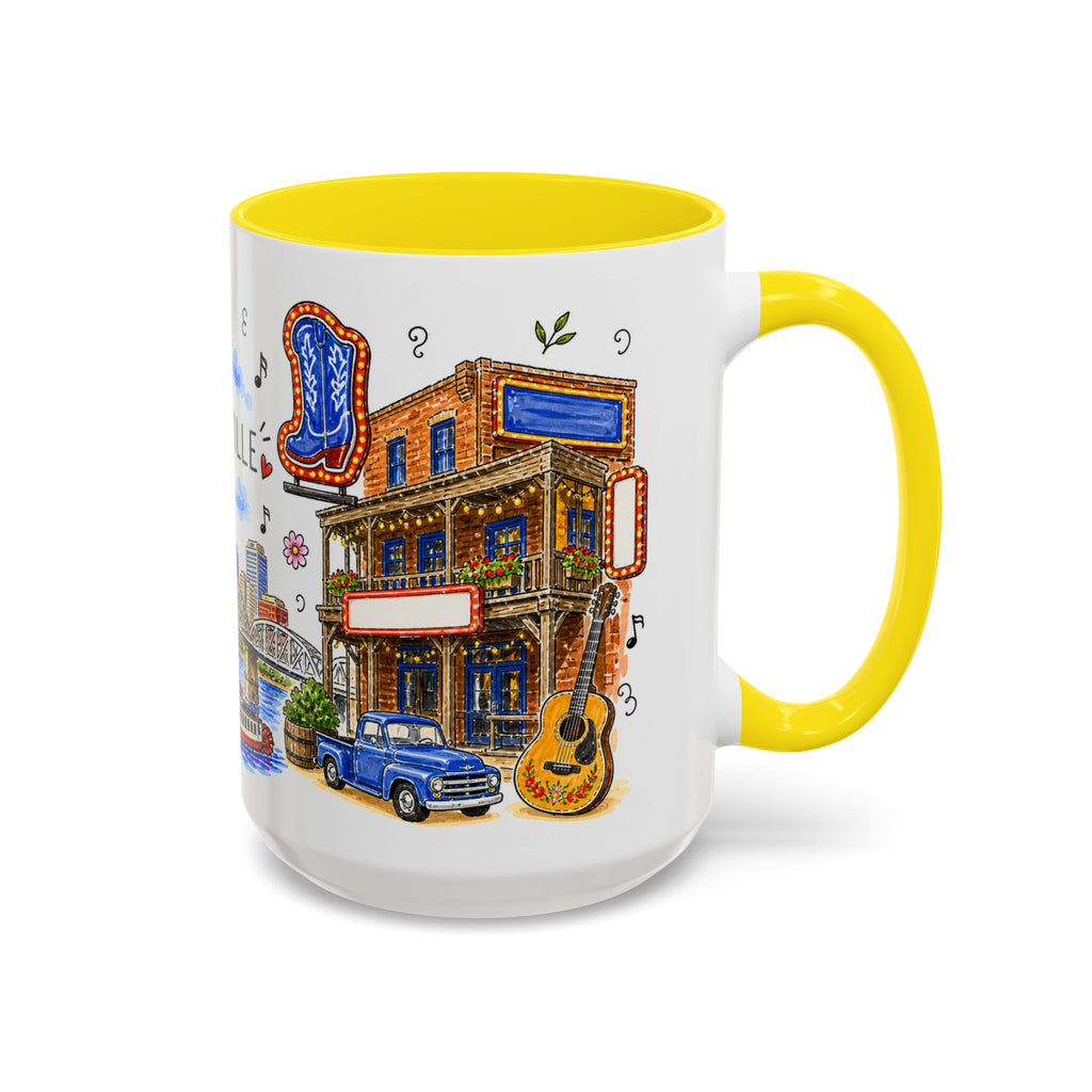 Nashville Illustrated Travel Mug | City Souvenir Accent Coffee Mug | 11oz 15oz Ceramic Cup