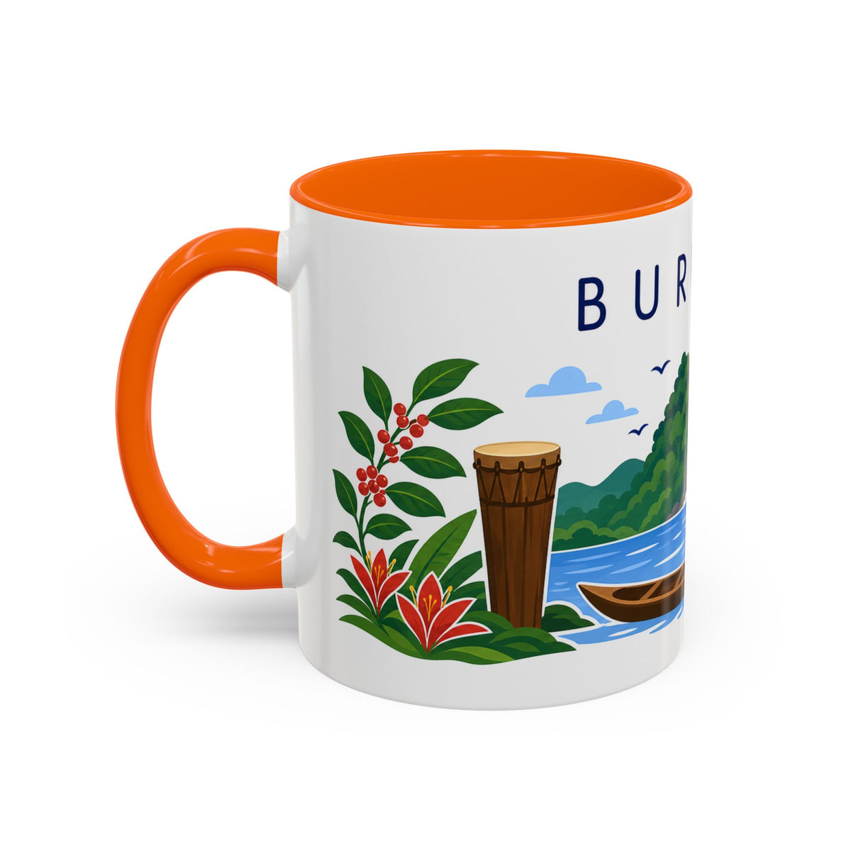 Burundi Coffee Mug | Travel Souvenir Accent Mug | Country Gift Ceramic Cup 11oz 15oz