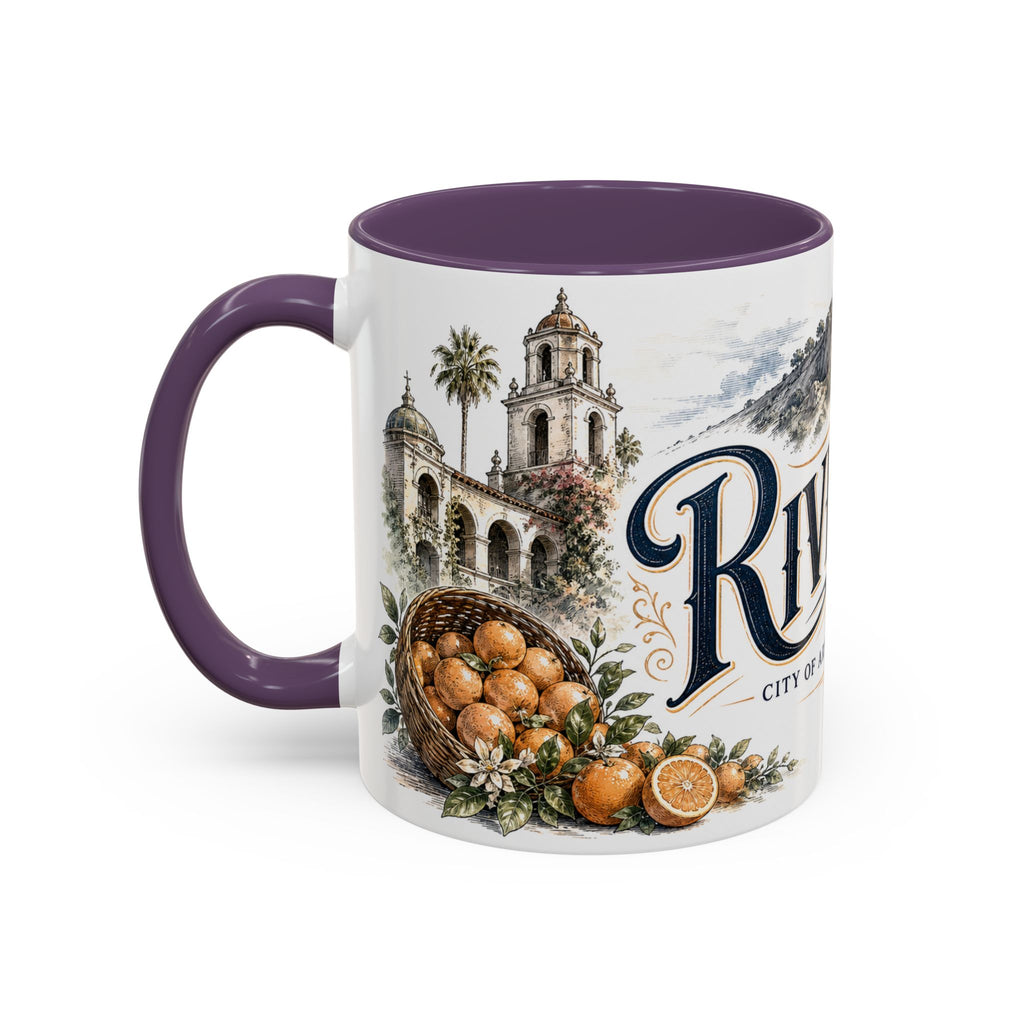 Riverside Coffee Mug | United States Travel Souvenir | Vintage Illustrated City Gift | 11 oz 15 oz Accent Mug