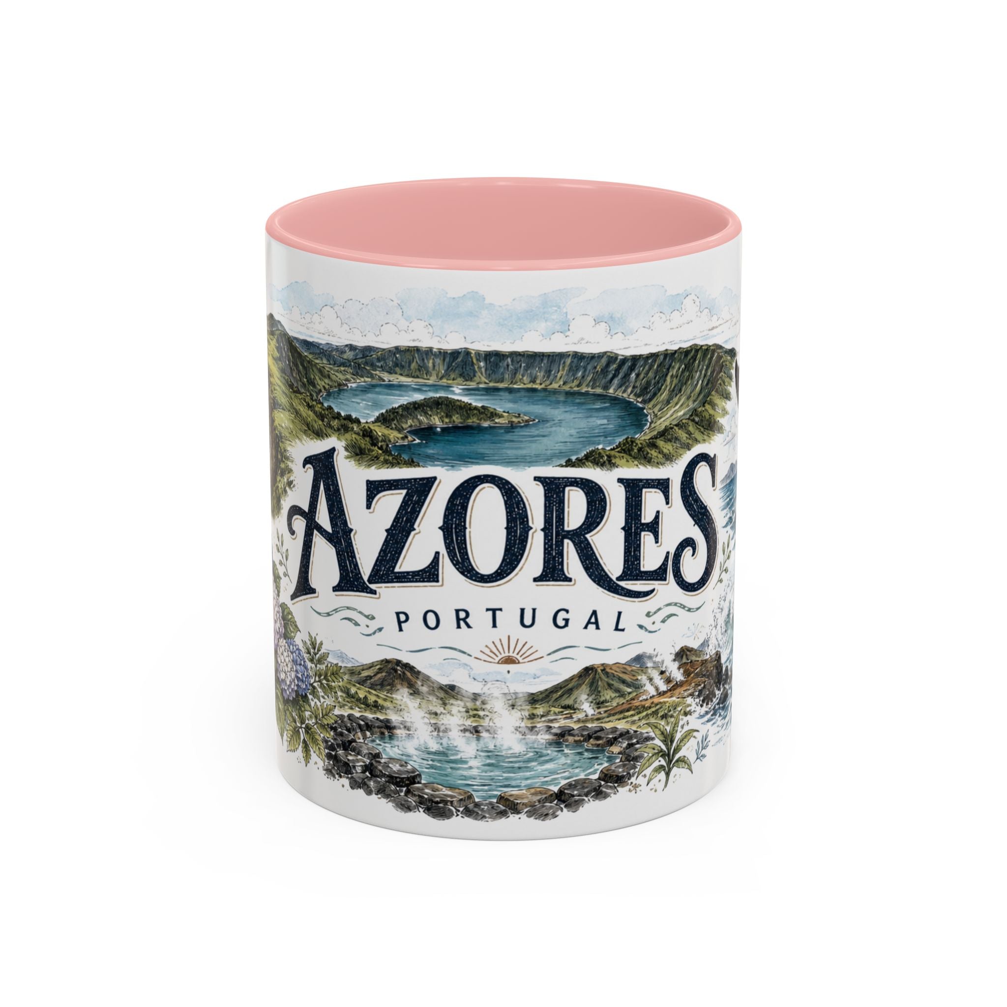 Azores Mug, Portugal Travel Souvenir, Bucket List Gift, Accent Ceramic Coffee Mug 11oz 15oz
