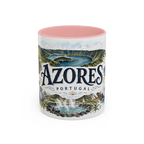 Azores Mug, Portugal Travel Souvenir, Bucket List Gift, Accent Ceramic Coffee Mug 11oz 15oz
