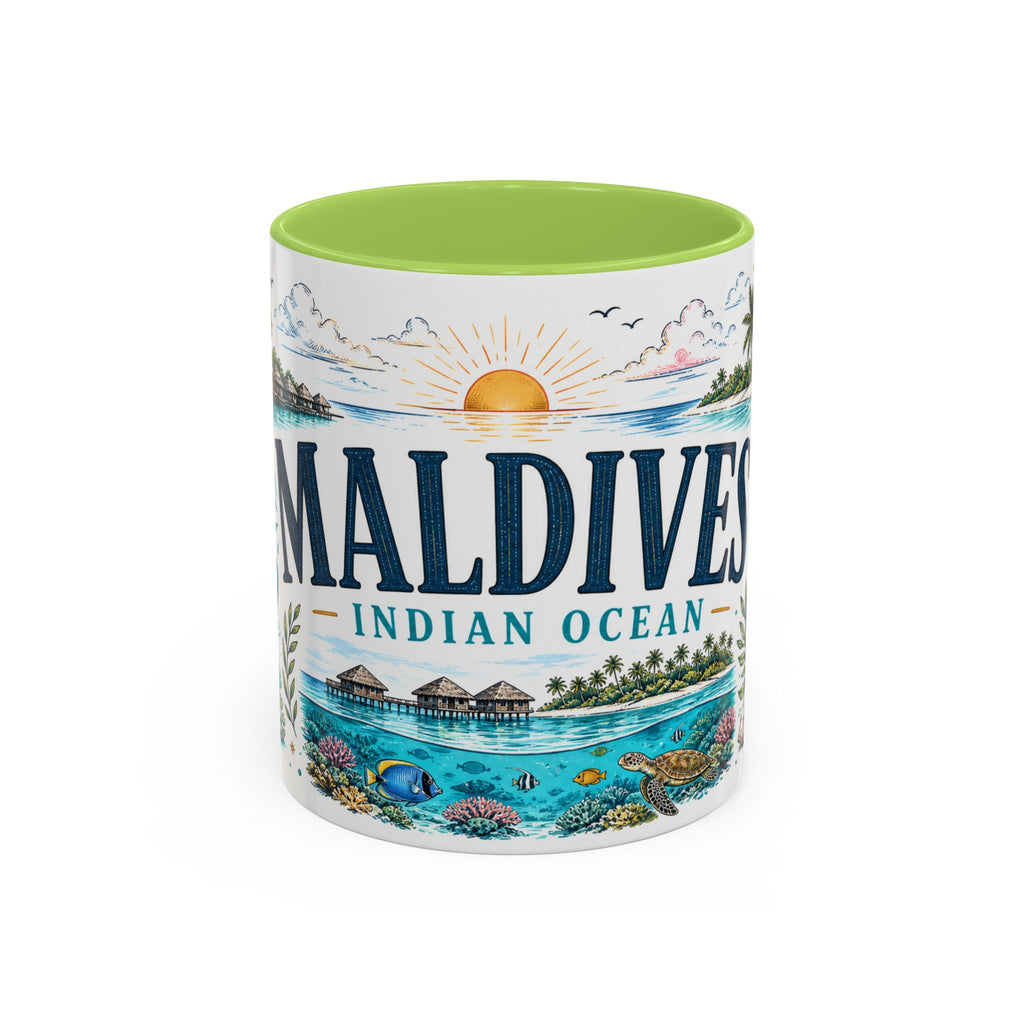 Maldives Coffee Mug | Travel Destination Souvenir Gift | Accent Color Ceramic 11oz 15oz