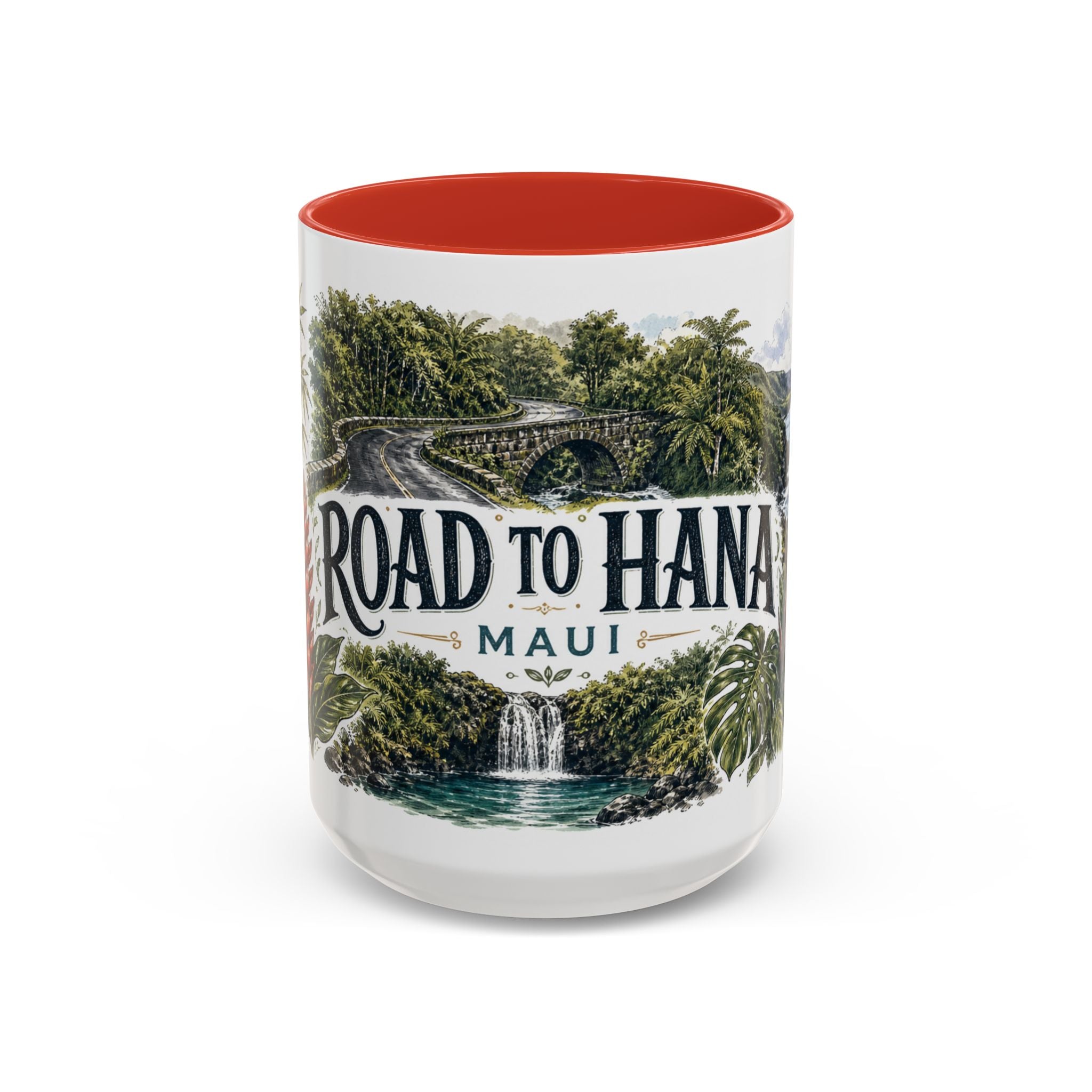 Road to Hana Mug, Maui Travel Souvenir, Bucket List Gift, Accent Ceramic Coffee Mug 11oz 15oz