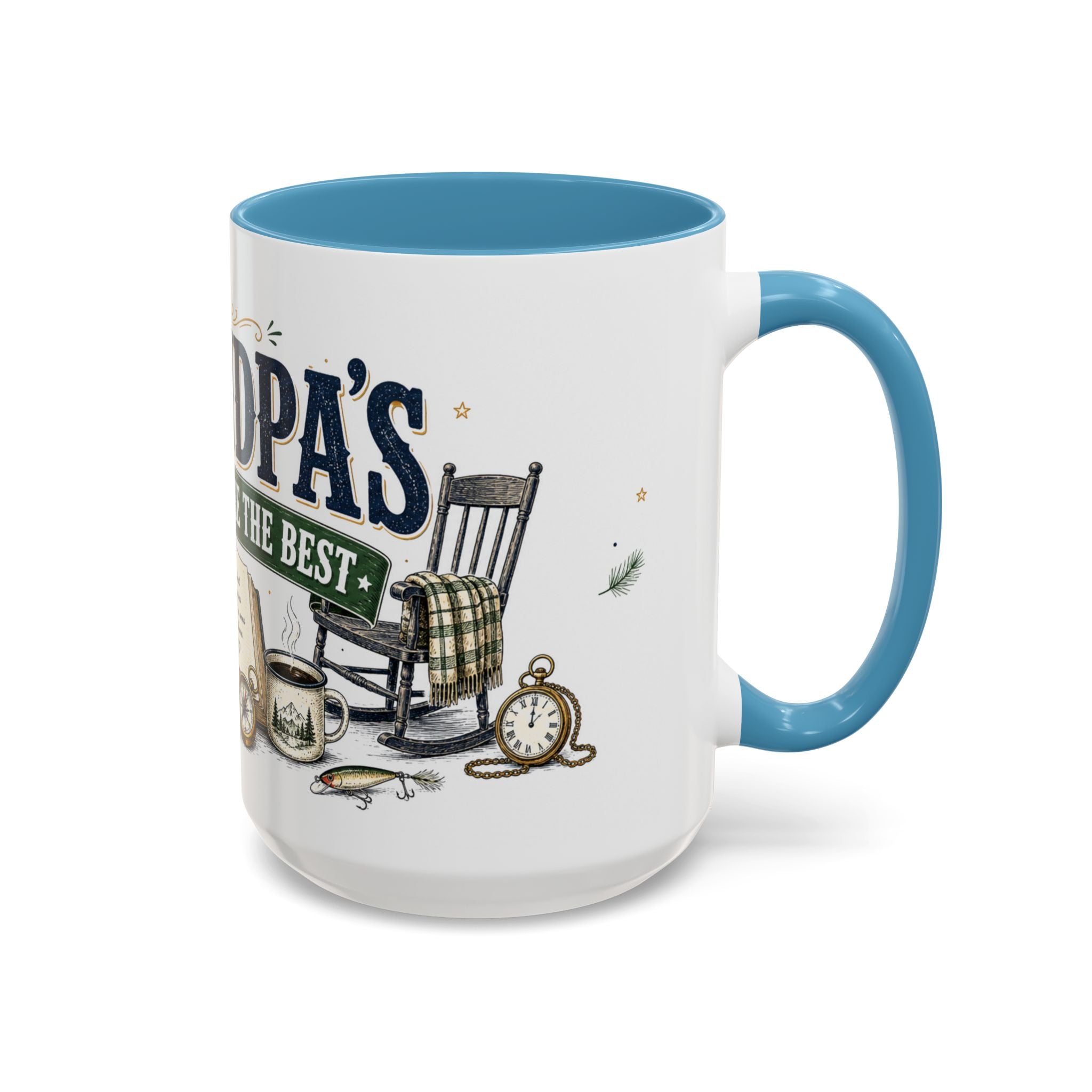 Grandpa's Stories Are The Best Coffee Mug | Gift From Grandkids | Accent Color Ceramic 11oz 15oz