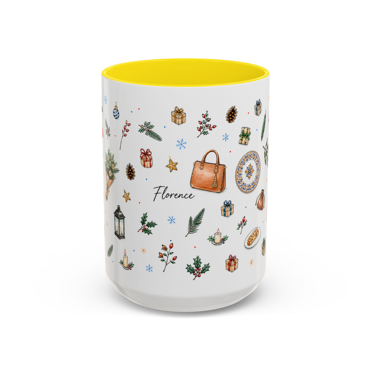Florence Christmas Mug | Watercolor City Souvenir | Ceramic Coffee Cup (11oz 15oz)