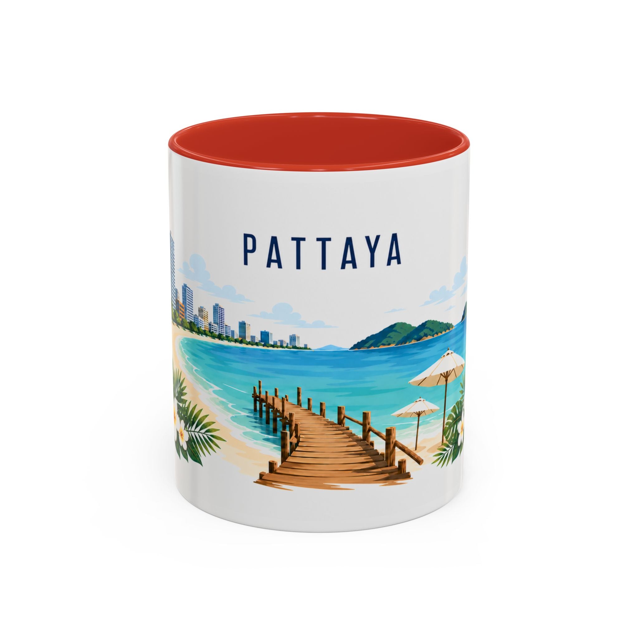 Pattaya Coffee Mug | Thailand Travel Souvenir | Porcelain Decal City Gift | 11oz 15oz Accent Mug