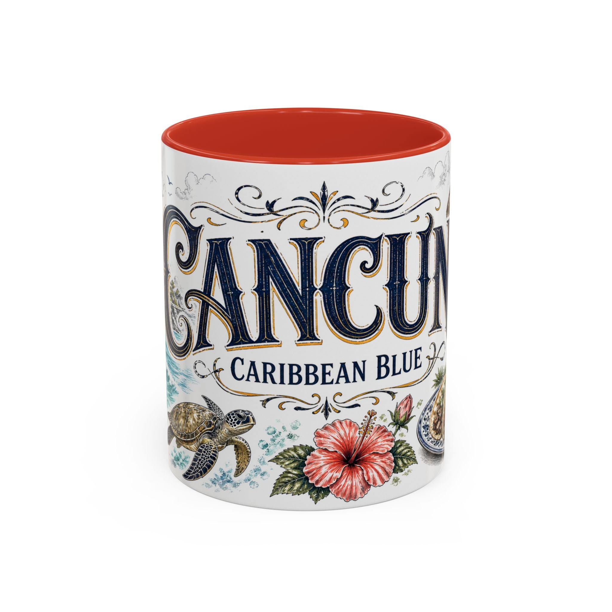 Cancun Coffee Mug | Mexico Travel Souvenir | Vintage Illustrated City Gift | 11 oz 15 oz Accent Mug