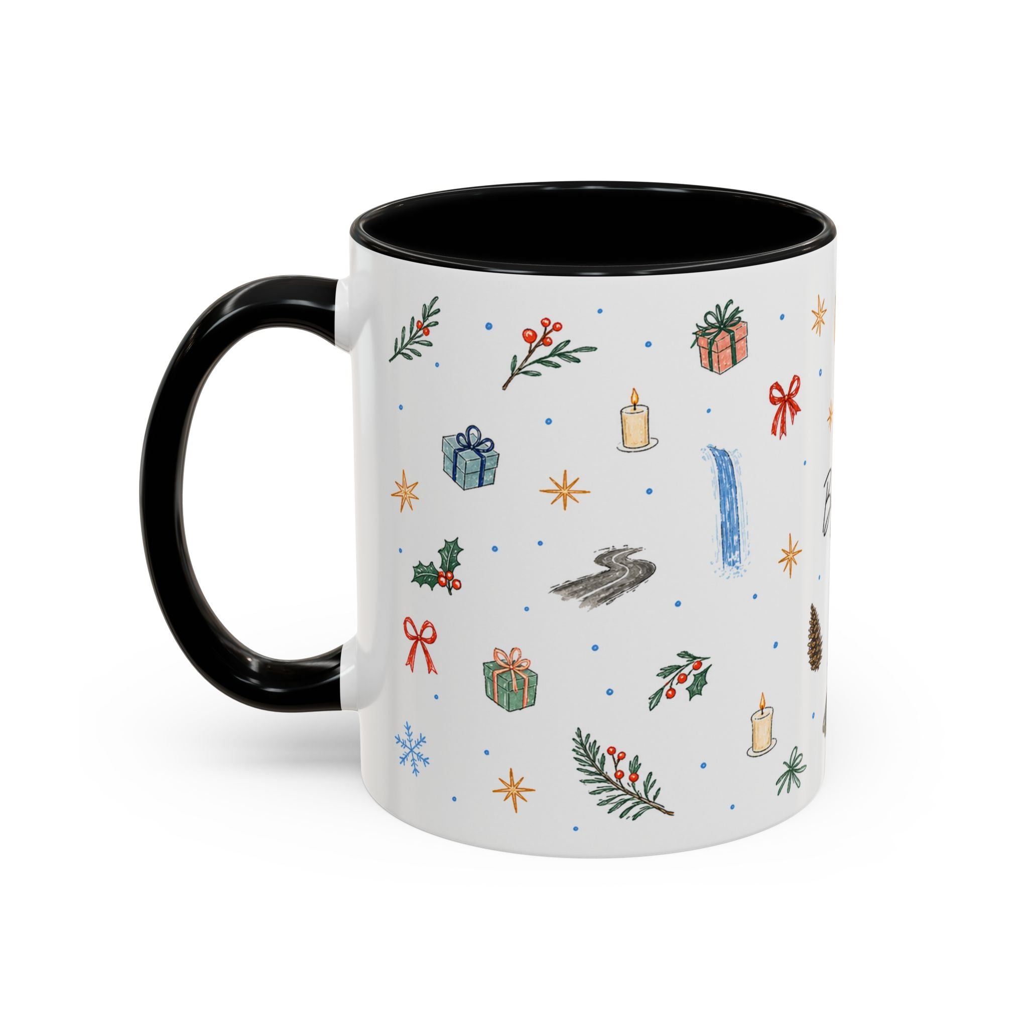 Big Sur Christmas Mug | Watercolor Travel Souvenir | Holiday Gift | Accent Ceramic Coffee Cup 11oz 15oz