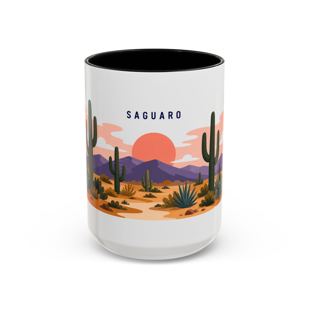 Saguaro National Park Coffee Mug | Solid Color Block Park Souvenir | 11oz 15oz Accent Mug