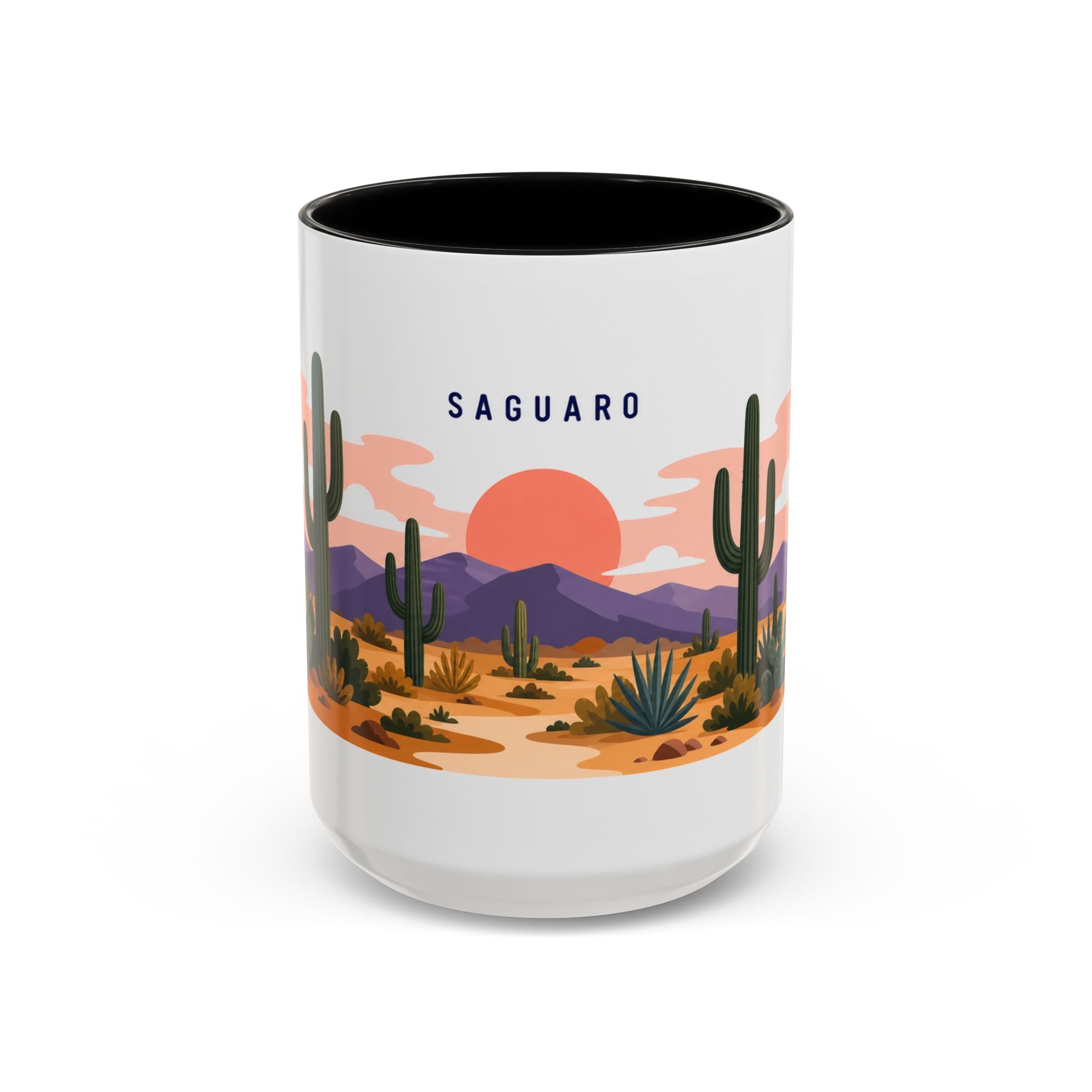 Saguaro National Park Coffee Mug | Solid Color Block Park Souvenir | 11oz 15oz Accent Mug