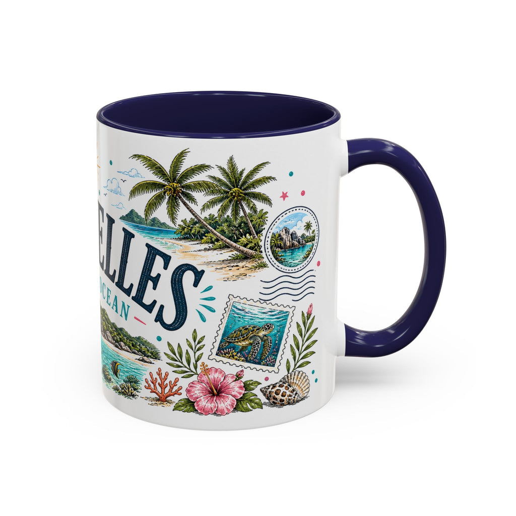 Seychelles Coffee Mug | Travel Destination Souvenir Gift | Accent Color Ceramic 11oz 15oz
