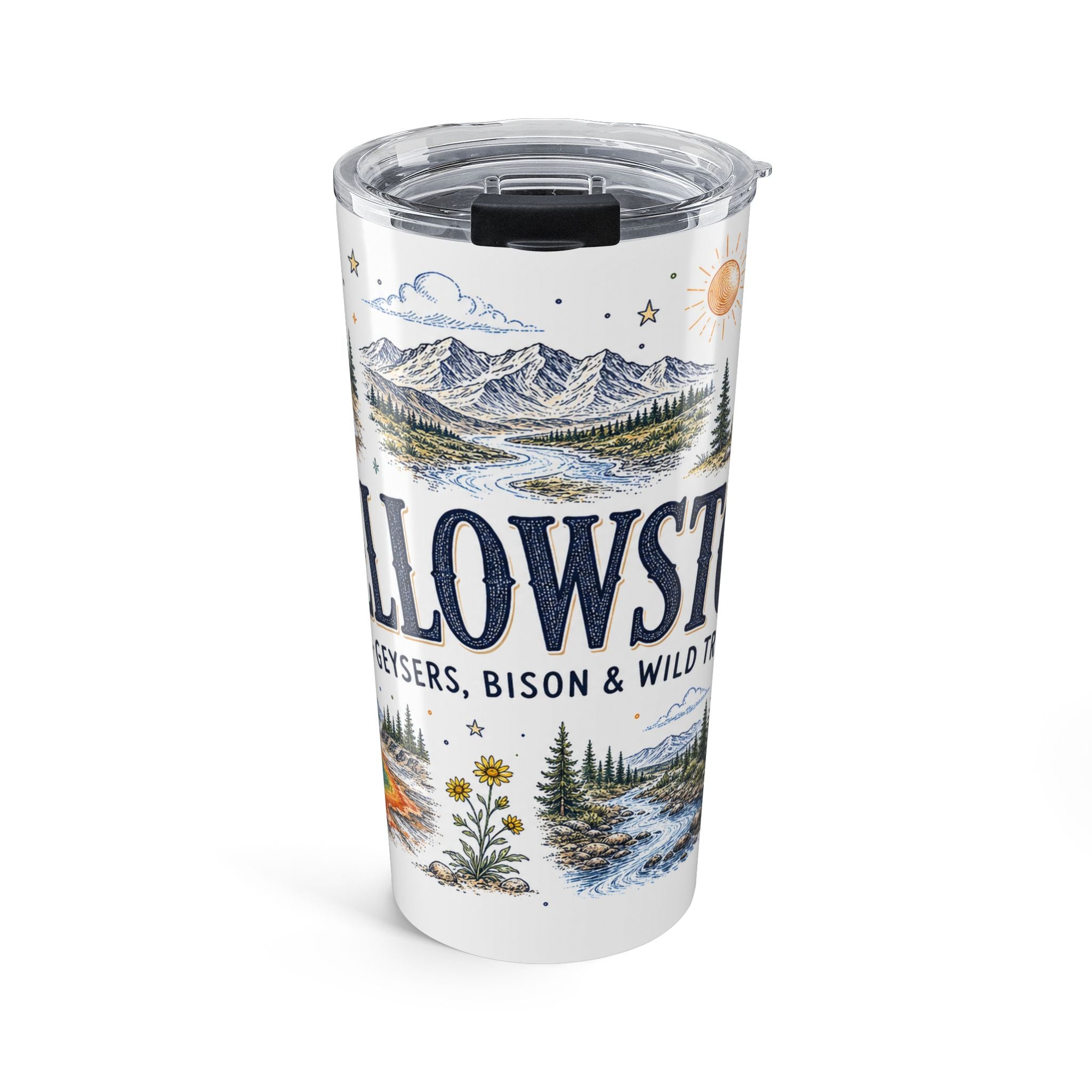 Yellowstone National Park 20oz Tumbler | Hiking Camping Nature Gift | Insulated Stainless Steel Travel Cup