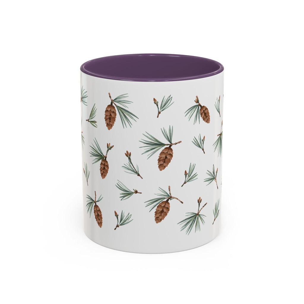 Maine White Pine Cone and Tassel Mug, State Flower Floral Coffee Cup, 11oz Botanical Gift