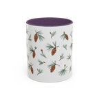 Maine White Pine Cone and Tassel Mug, State Flower Floral Coffee Cup, 11oz Botanical Gift