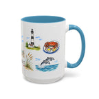 Virginia Beach Illustrated Travel Mug | City Souvenir Accent Coffee Mug | 11oz 15oz Ceramic Cup