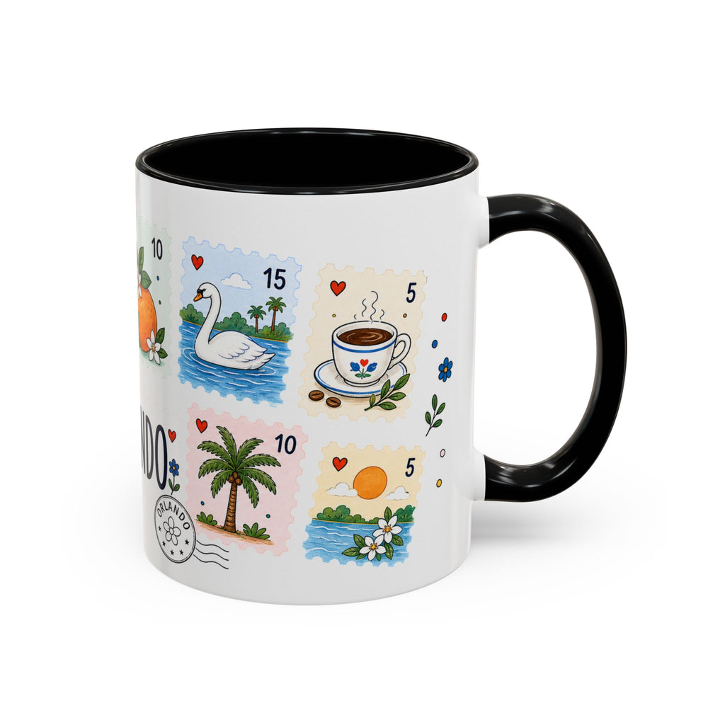 Orlando Coffee Mug | Postage Stamp Collage Mug | Travel Souvenir Accent Cup 11oz 15oz