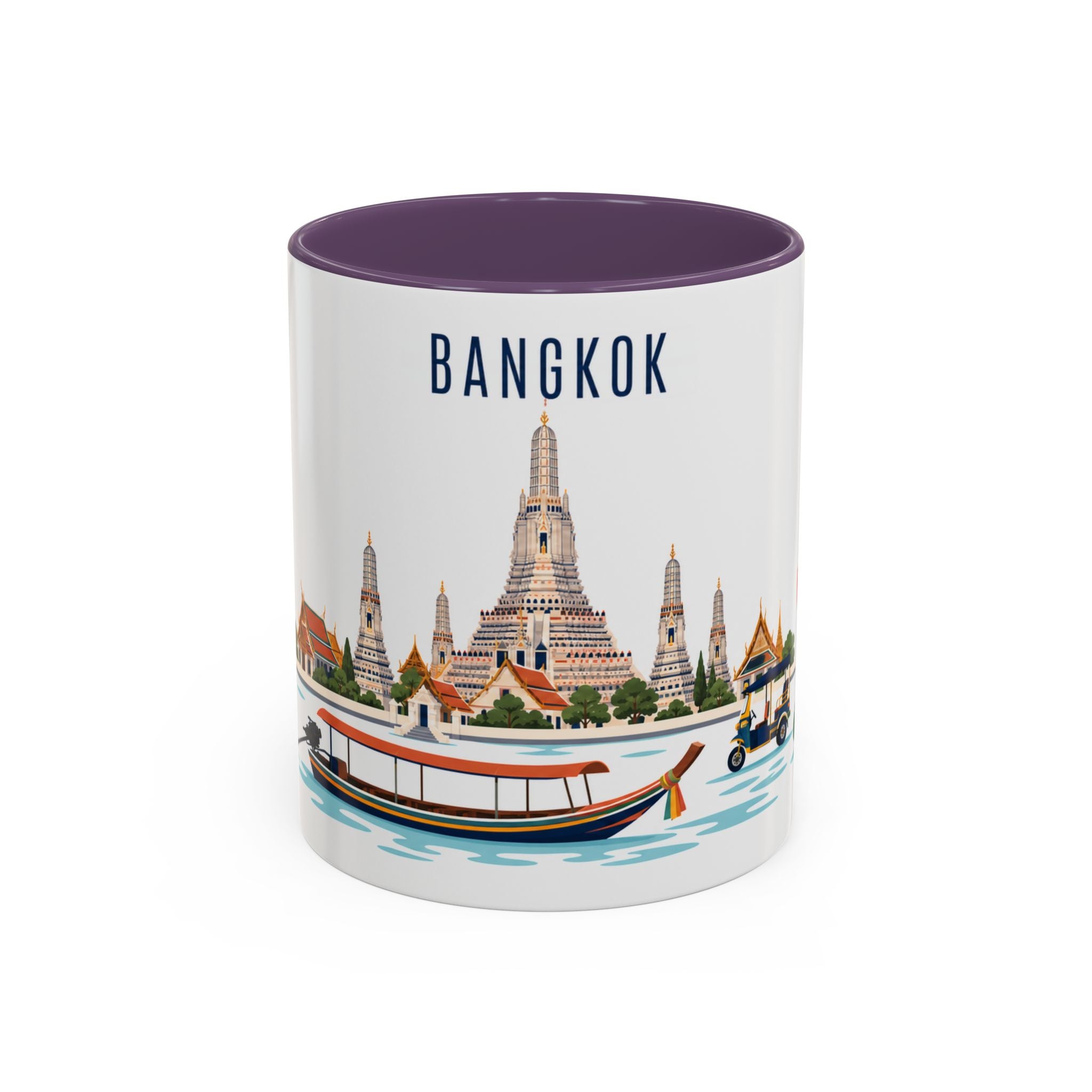 Bangkok Coffee Mug | Thailand Travel Souvenir | Porcelain Decal City Gift | 11oz 15oz Accent Mug