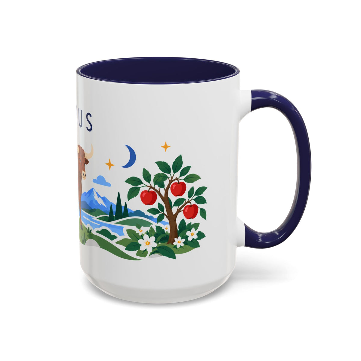Taurus Zodiac Coffee Mug | Bull and Rose Design | Astrology Birthday Gift | 11 oz 15 oz Ceramic Accent Mug